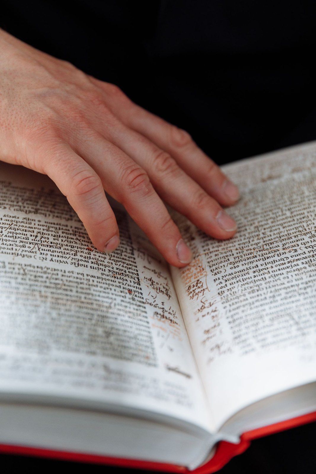 Open book showing the space around its printed text