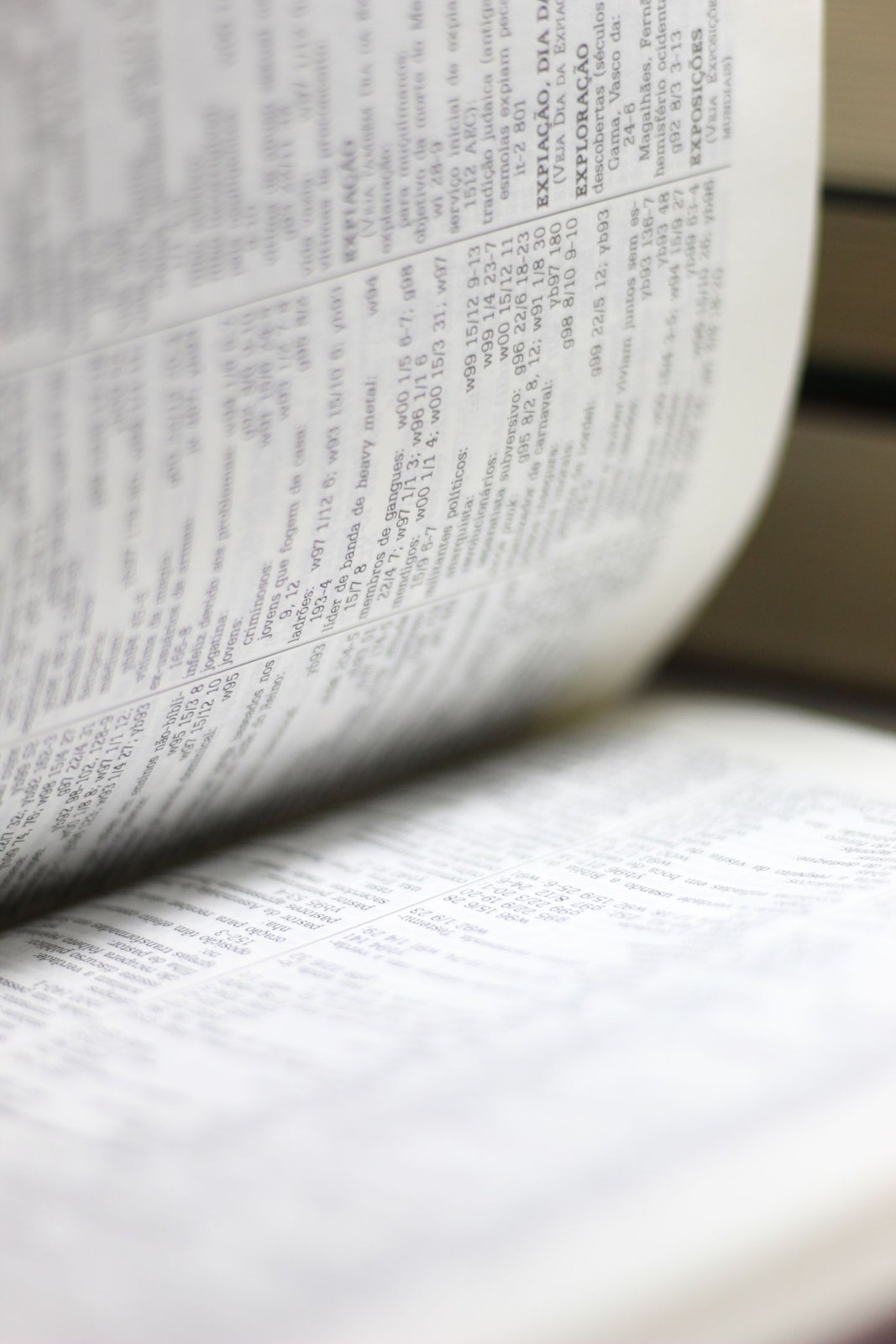 Close view of columns of printed book type