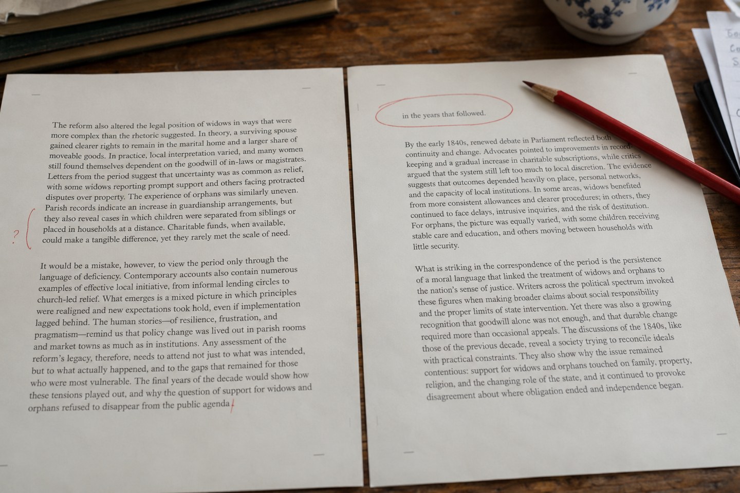 Printed proof sheets with an isolated top line circled in red